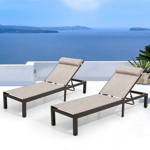 Pellebant 2PCS Adjustable Outdoor Chaise Lounge Chair with Headrest - N/A