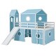preview thumbnail 11 of 28, Playhouse Full Size Loft Bed with Slide Pink Tent and Tower, Kids Guardrail Bed with Spacious Under Bed Space