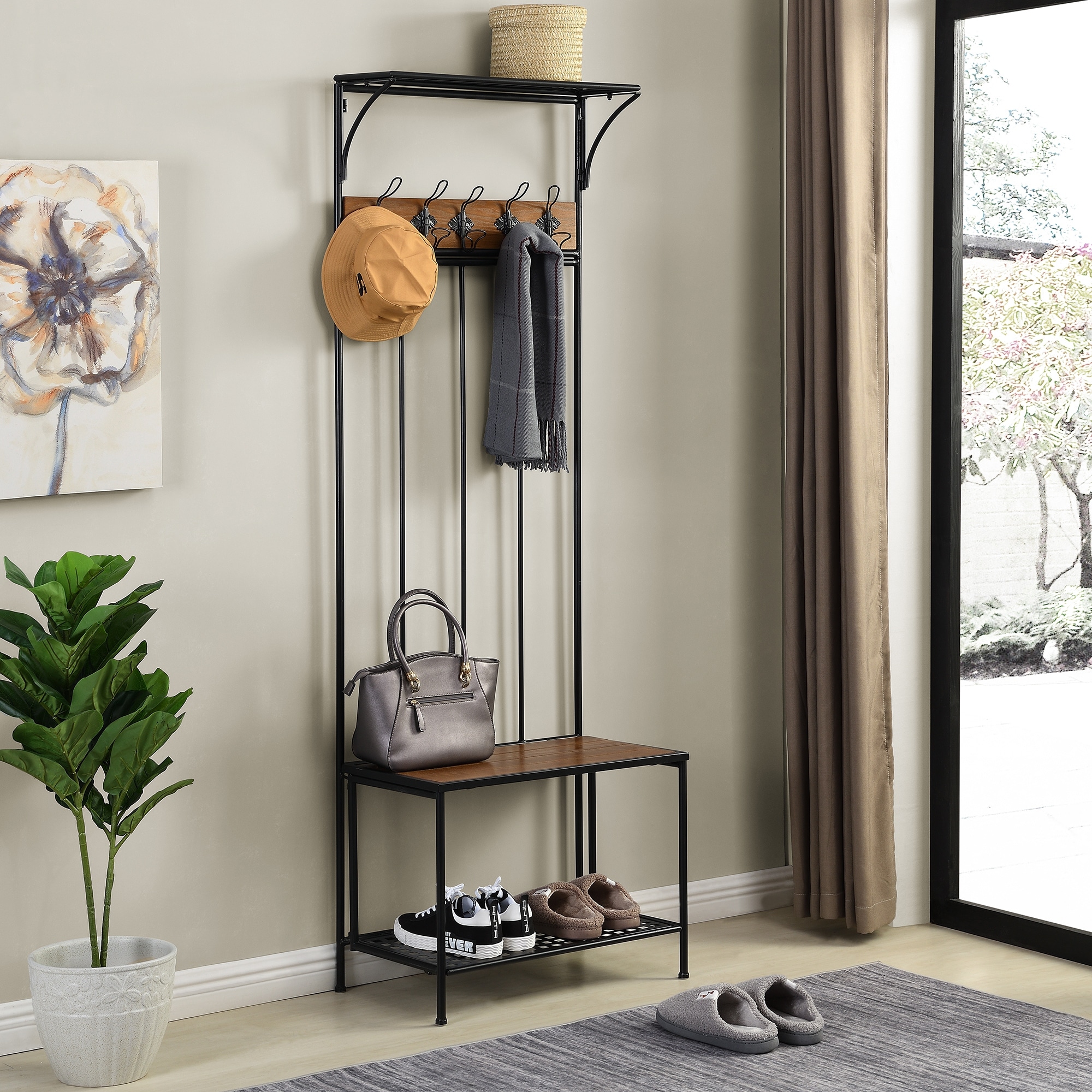 Shop Firstime Co Bella Entryway Hall Tree Bench American Crafted Dark Brown Wood 1 5 X 40 X 70 In 1 5 X 40 X 70 In Overstock 31804845