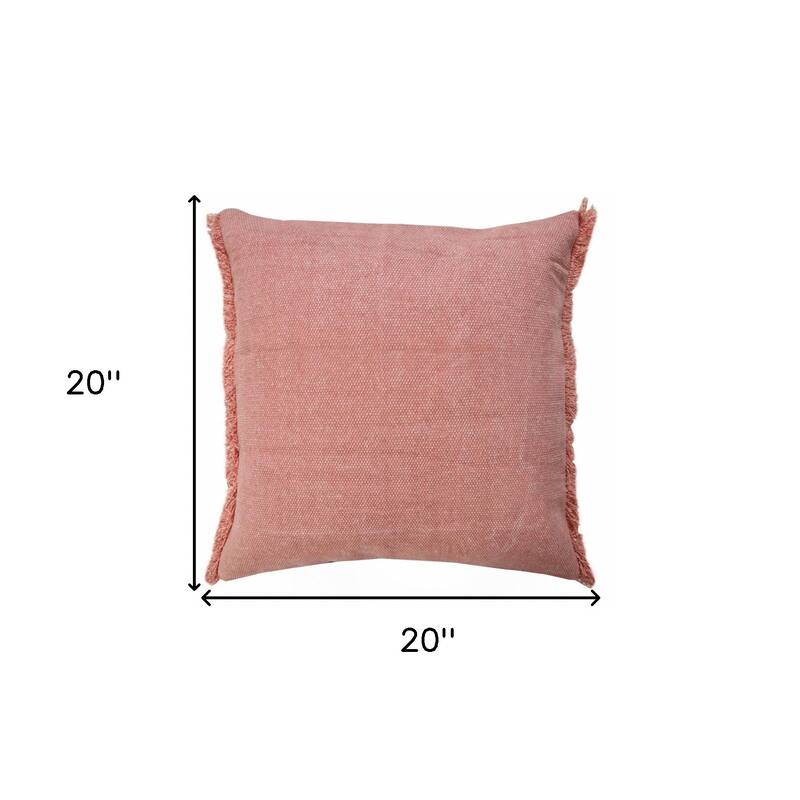HomeRoots 20" X 20" Dusty Rose Pink And Muted Clay 100% Cotton Zippered Pillow