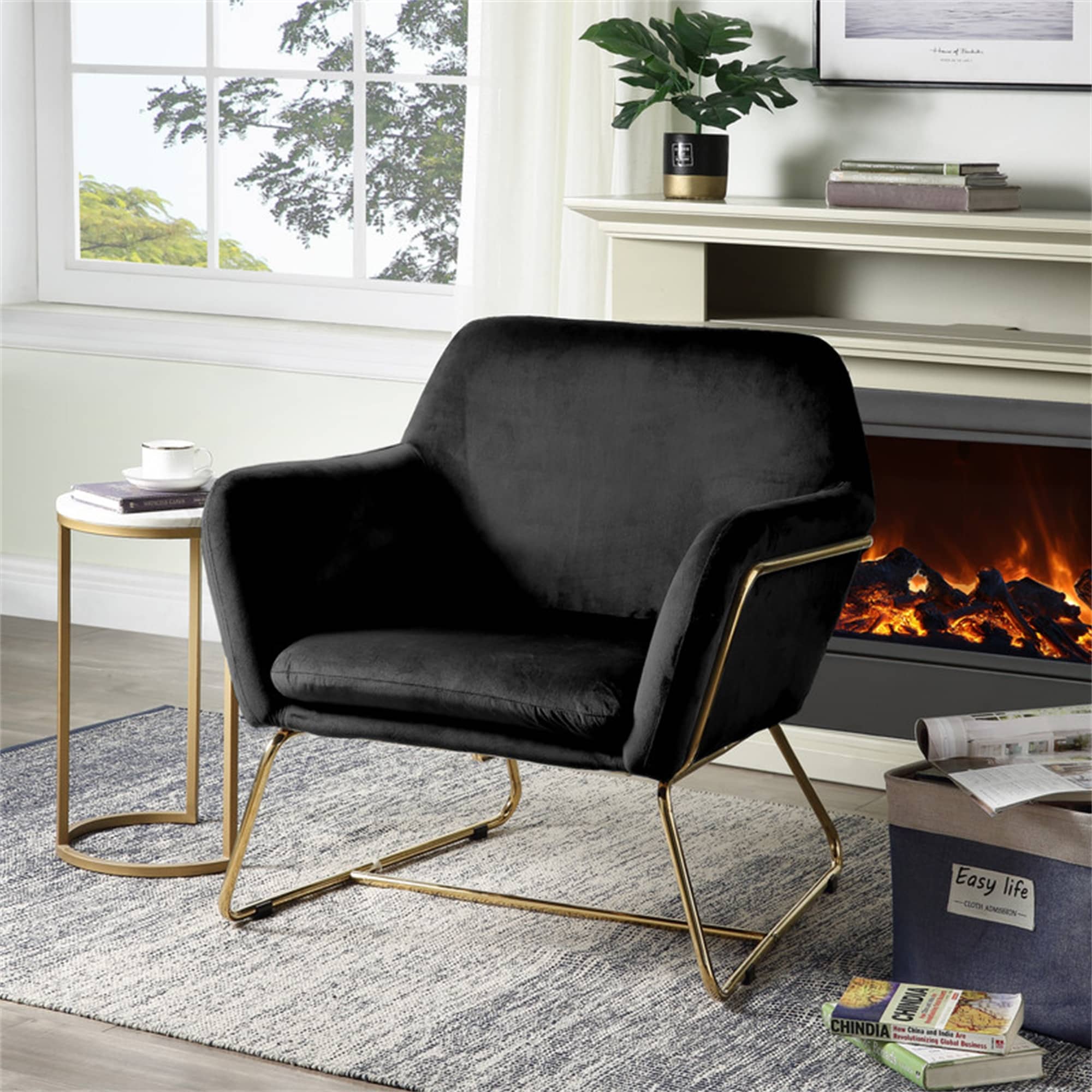 Accent chair brass clearance legs