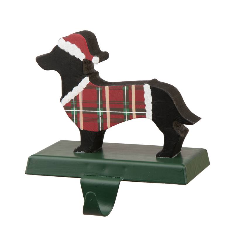 Glitzhome Christmas Wooden/Metal Stocking Holder - "Dachshund"