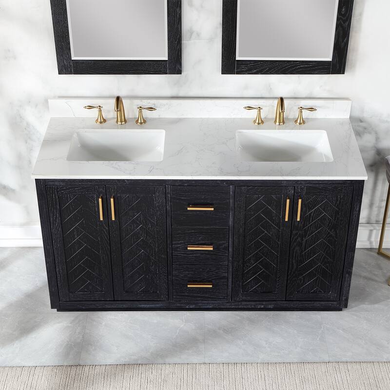 Altair Gazsi Bathroom Vanity with Composite Stone Countertop without Mirror