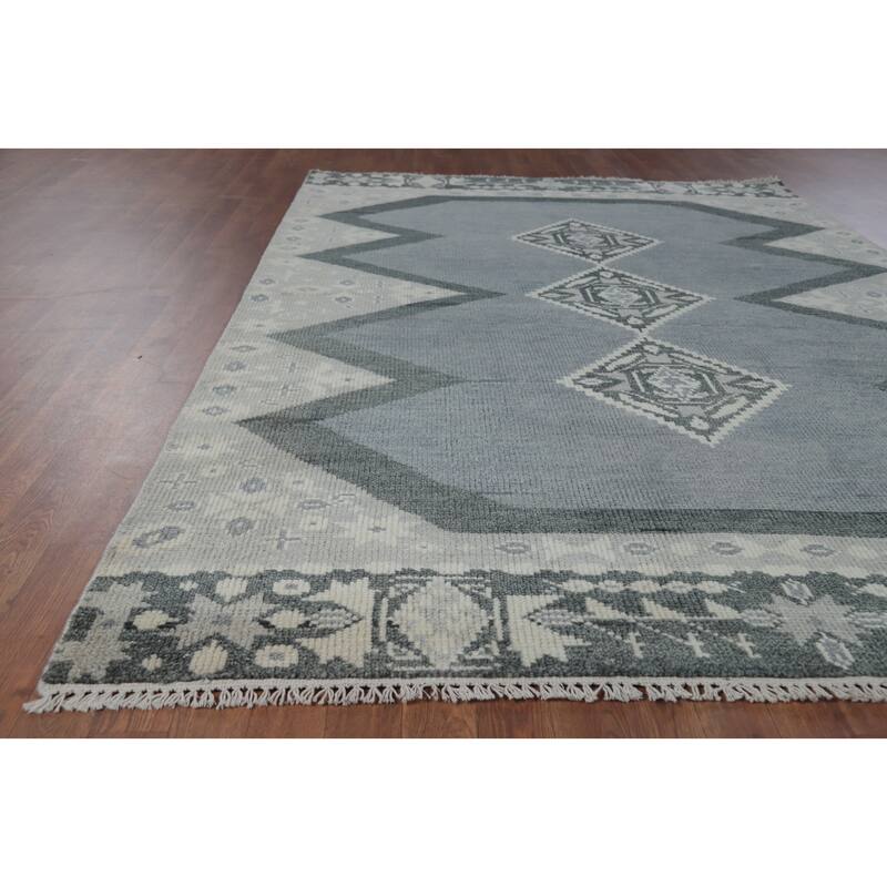 Transitional Oushak Indian Area Rug Hand-Knotted Wool Carpet - 6'0" x 9'0"