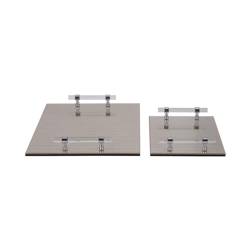 Decorative Trays with Acrylic Handles Metallic Finish (Set of 2)