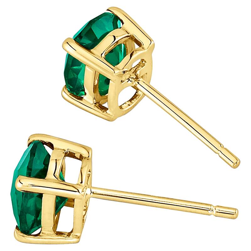 14k Yellow Gold Emerald Stud Earrings 1.47 ct Oval Shape