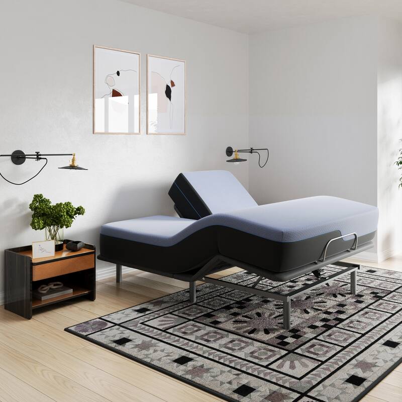 Bridgevine Home 12 inch Refresh Flex Top Latex Foam Hybrid Mattress and Adjustable Base Bundle