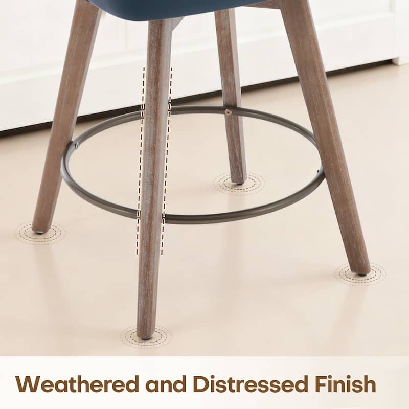 26" Upholstered Counter Height Swivel Bar Stool, Counter Stools with Solid Wood Legs - 39.37"H x 22.44"D x 21.65"W