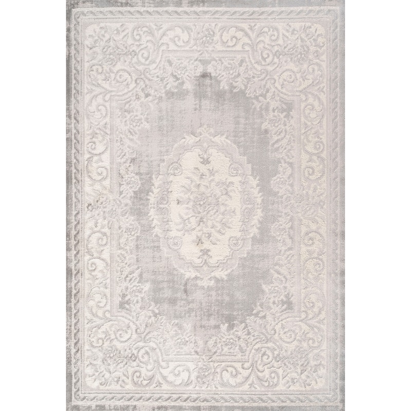 JONATHAN Y Amir Cottage Medallion Area Rug - 8 X 10 - Ivory/Gray
