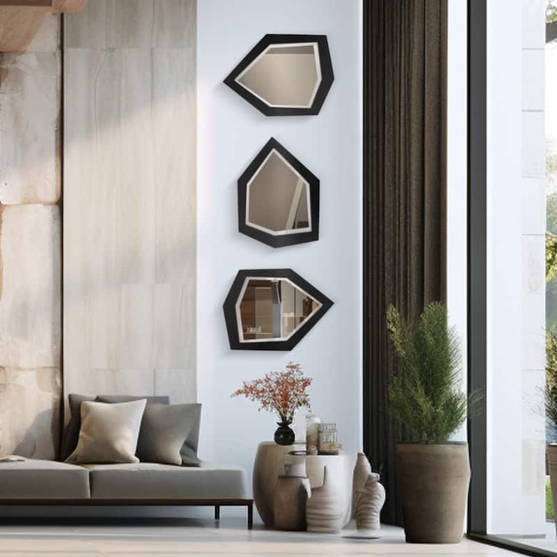 Allan Andrews Contemporary Asymmetrical Abstract Framed Wall Mirror