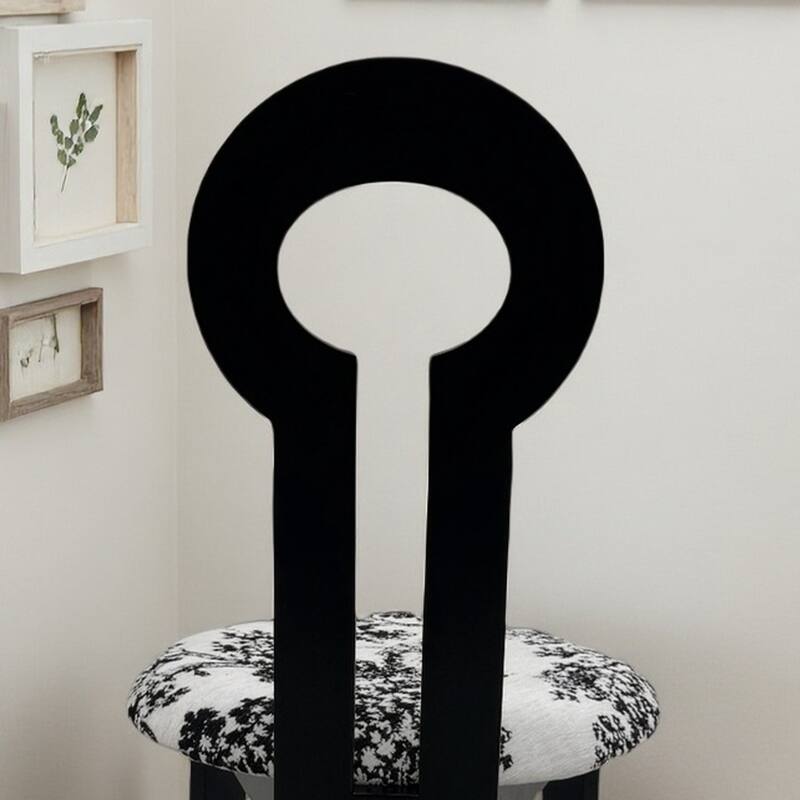 Dining Chairs Set of 2, Solid Wood Dining Chairs with Key-Back Design & Round Cushions for Kitchen, Dining Room