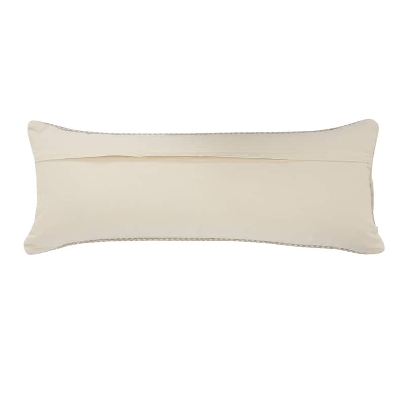HomeRoots 14" X 36" Beige And Cream 100% Cotton Chevron Zippered Pillow