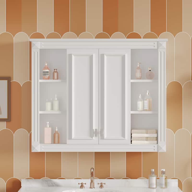 36" x 28" Medicine Cabinet, Wall Mounted Bathroom Storage Cabinet, with 1 Adjustable Shelf, Wall-Mounted Medicine Cabinet