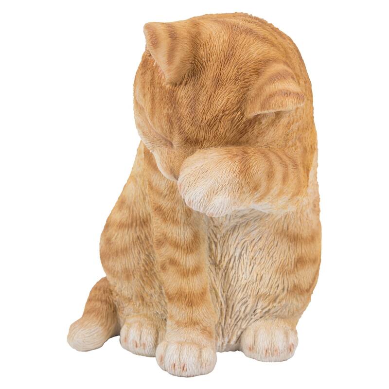 10.25" Tabby Cat Short Hair Washing Outdoor Garden Statue