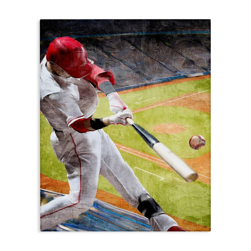 Stupell Athlete Hitting Baseball Canvas Wall Art Design By Kim Allen - 16 x 20