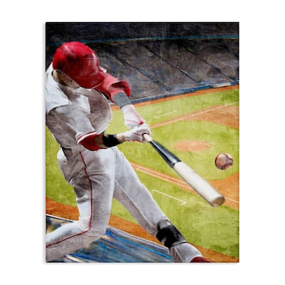 Stupell Athlete Hitting Baseball Canvas Wall Art Design By Kim Allen