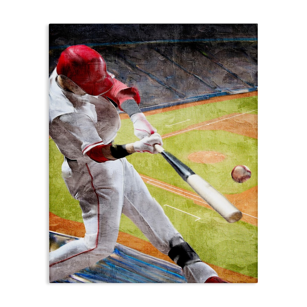 Stupell Athlete Hitting Baseball Canvas Wall Art Design By Kim Allen