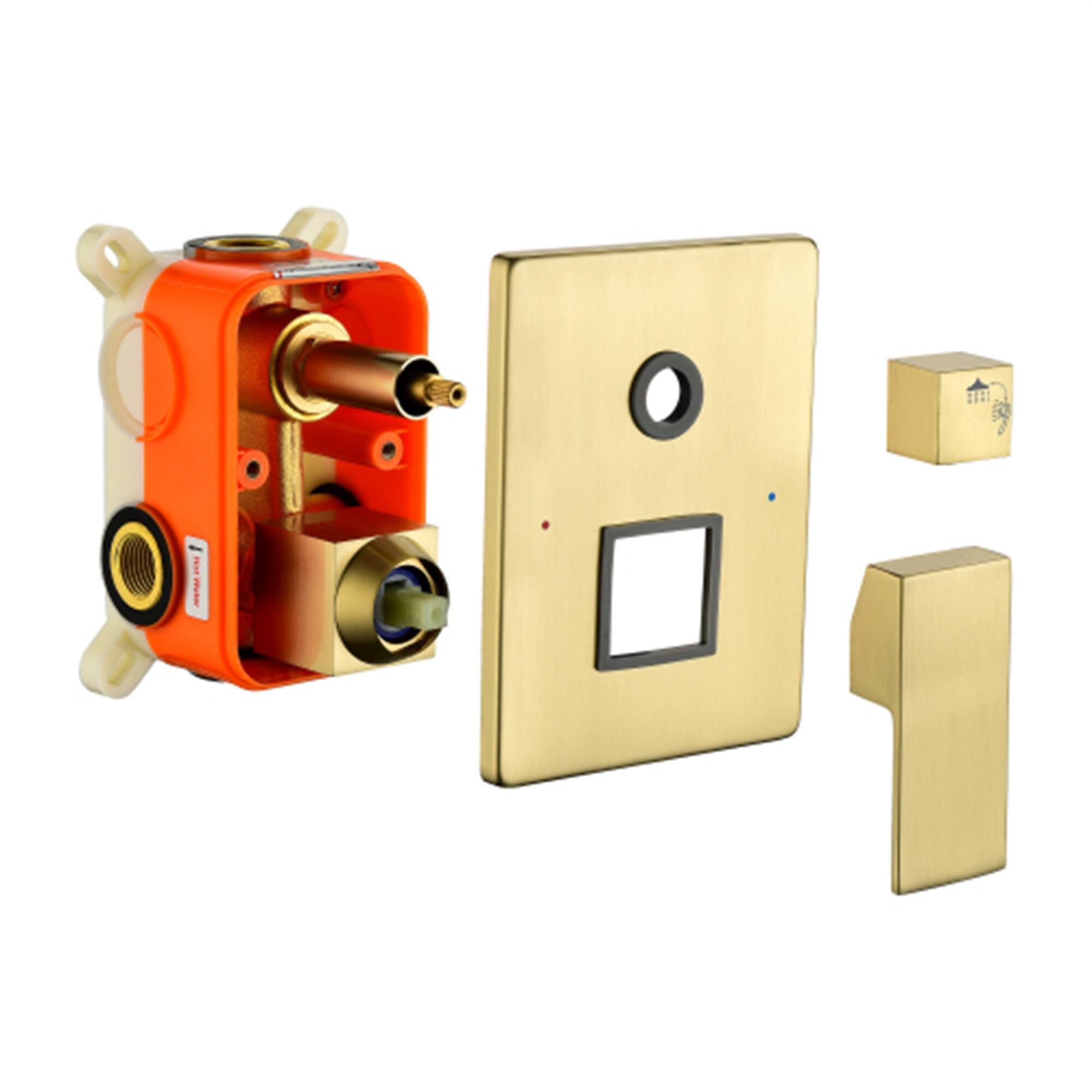 Brushed Gold Shower System, Bathroom 10 Inches Shower Faucet Set with Valve and Trim Bed Bath