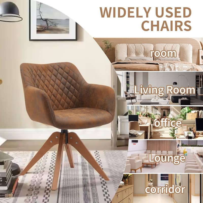 Suede Swivel Armchair Office Accent Arm Chair