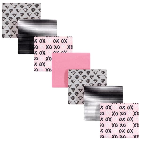 slide 1 of 1, Hudson Baby Infant Girl Cotton Flannel Receiving Blankets Bundle, Xoxo - One Size One Size - Xoxo