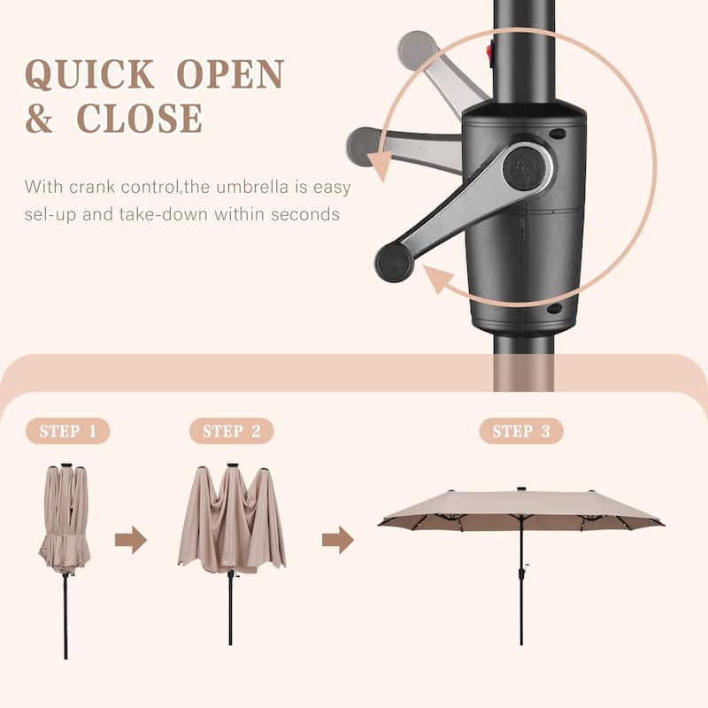 13ft Outdoor Patio Umbrella with LED Lights