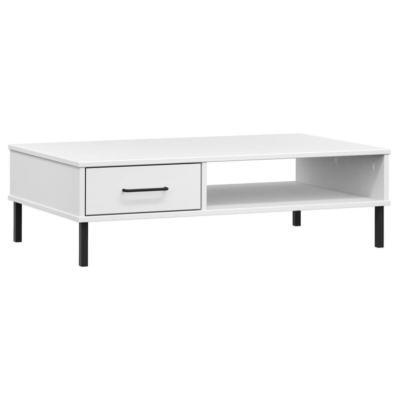 vidaXL Coffee Table Accent Side Sofa End Table with Metal Legs Solid Wood OSLO - 39.4" x 21.7" x 11.4"