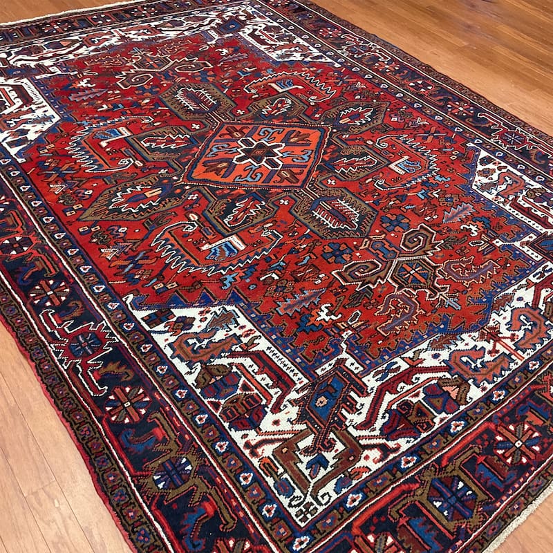 HERAT ORIENTAL Handmade Fine Persian Heriz Wool Rug - 7'10" x 10'3"