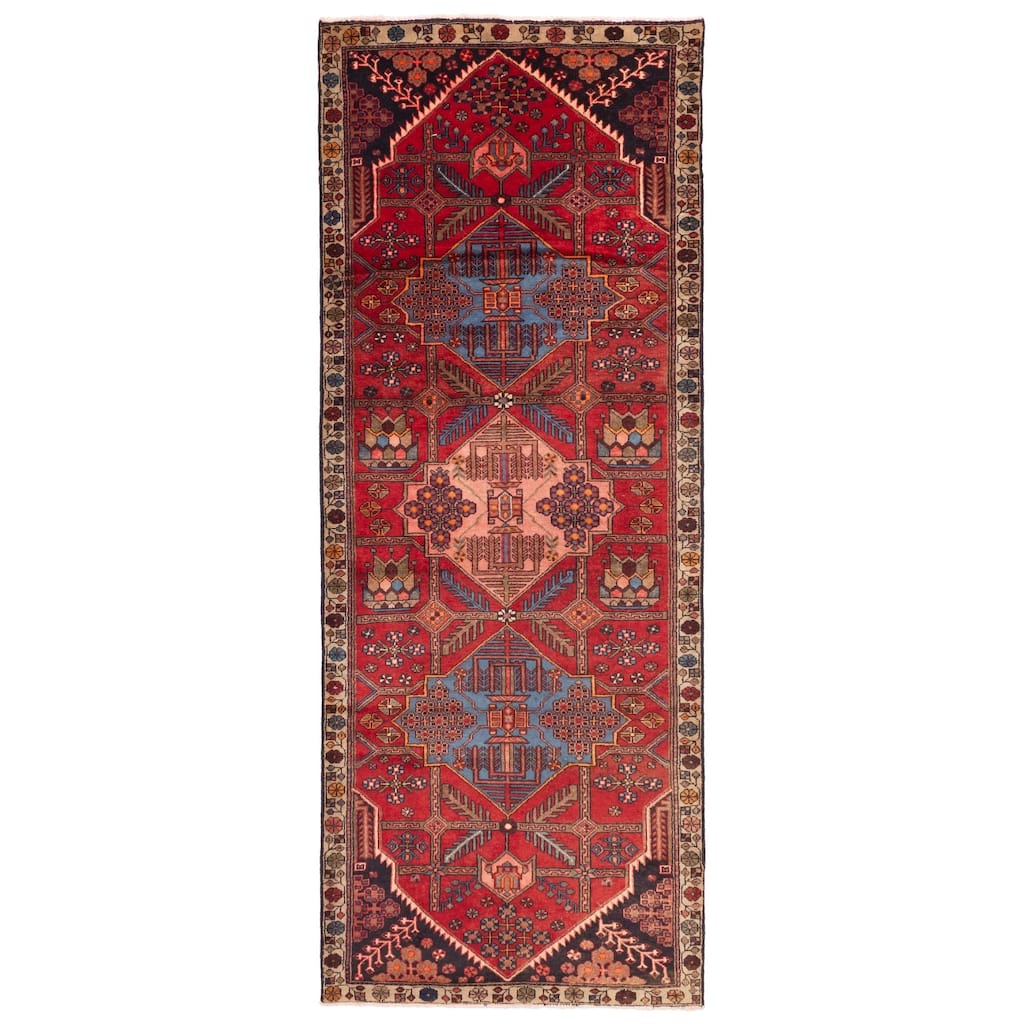 ECARPETGALLERY Hand-knotted Anatolian Vintage Red Wool Rug - 3'11 x 9'11