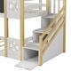 preview thumbnail 9 of 10, Stylish & Simple Twin over Twin House Bunk Bed with White Storage Staircase and Blackboards, for a Family with 2 Kids, White