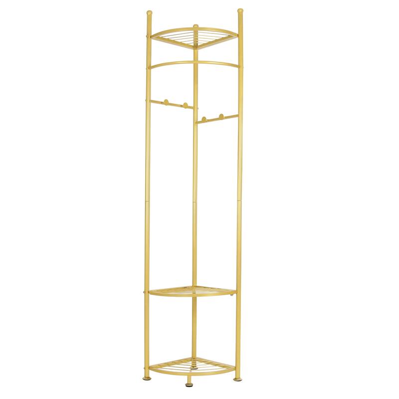 Metal Corner Floor Shelf Entryway Coat Rack Storage Display Rack - 18"x69"