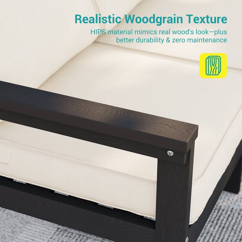 HIPS Outdoor Sofa Set with 3.9 Inch Cushions & Ottoman (Set of 5)