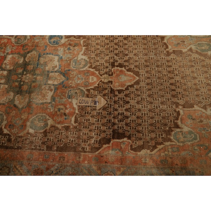 Brown Sarab Persian Vintage Area Rug Hand-Knotted Wool Carpet - 4'11"x 10'10"