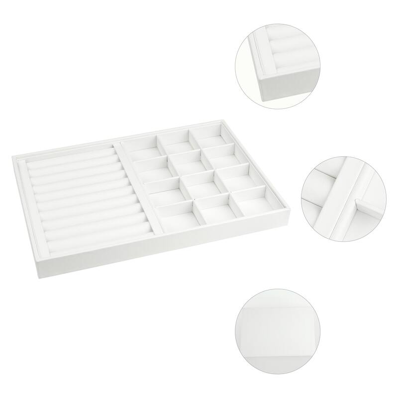 PU Leather Jewelry Organizer Trays with Removable Dividers for Drawers, Jewelry Organizer Drawer Inserts Display Case Storage - Ring/12 Grid Tray