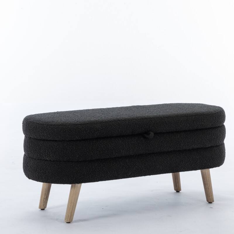 44.88" Seat Widths Soft Boucle Storage Ottoman Footrest Stool