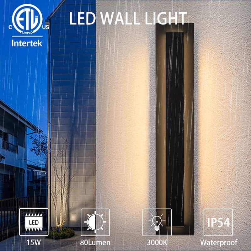 Aluminum Modern Black Rectangular Linear Outdoor Wall Lights Dimmable LED Wall Sconce