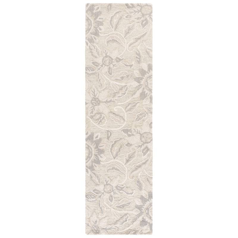 SAFAVIEH Handmade Jardin Jilianna Floral Wool Rug - 2'3" x 8' Runner - Beige/Blue