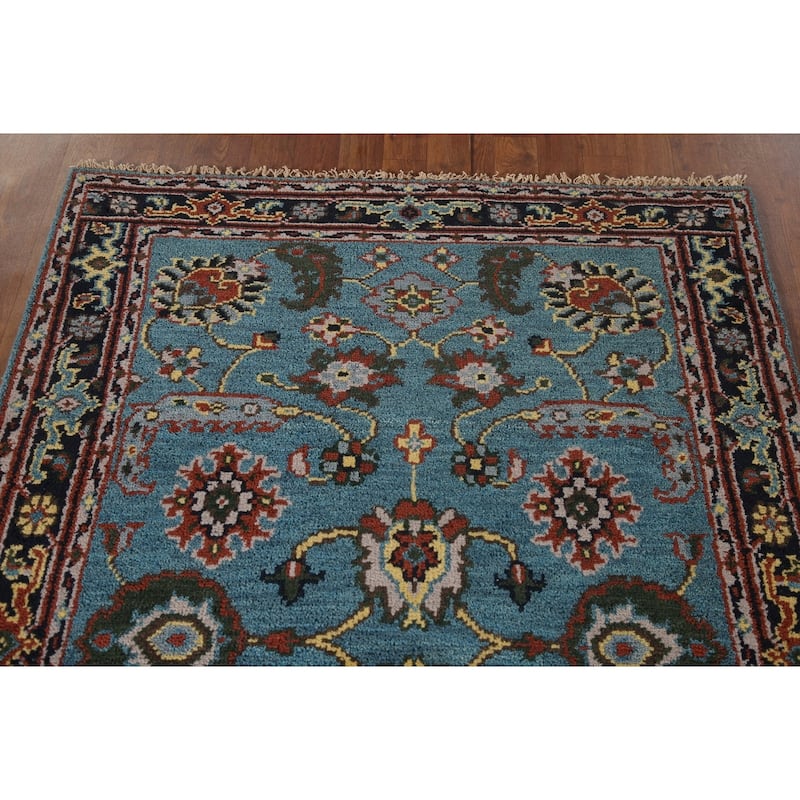 Blue Oushak Accent Rug Hand-Knotted Wool Carpet - 4'0"x 5'11"