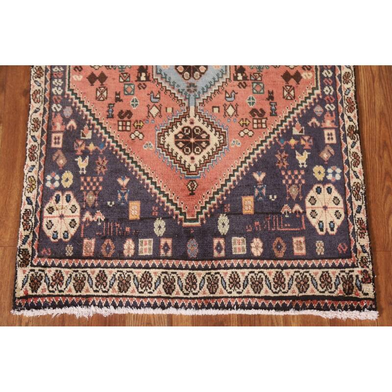 Geometric Abadeh Persian Vintage Runner Rug Handmade Wool Carpet - 2'2"x 4'8"
