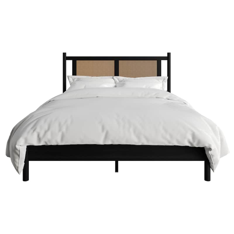 CraftPorch Transitional Wooden Platform Bed - Black - King
