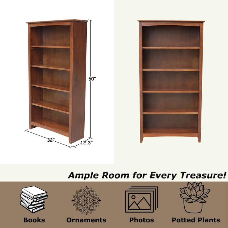 International Concepts Solid Wood Shaker Bookcase