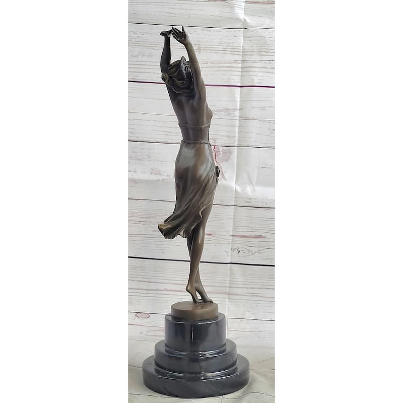 Art Deco Bronze Graceful Ballerina Fifth Pose Ballet Belly Dancer Girl Sculpture Statue