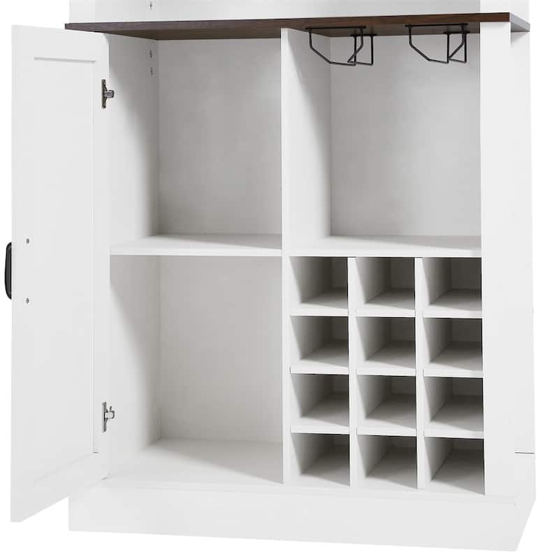 Kitchen Storage Cabinet with Wine Compartments and Microwave Shelves