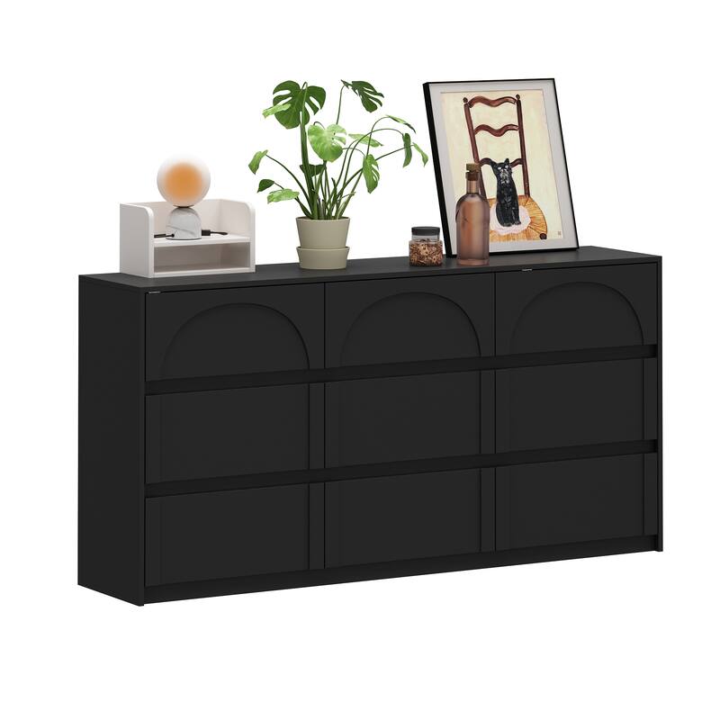 White 9-Drawer Dresser with Modern Design and Safety Features