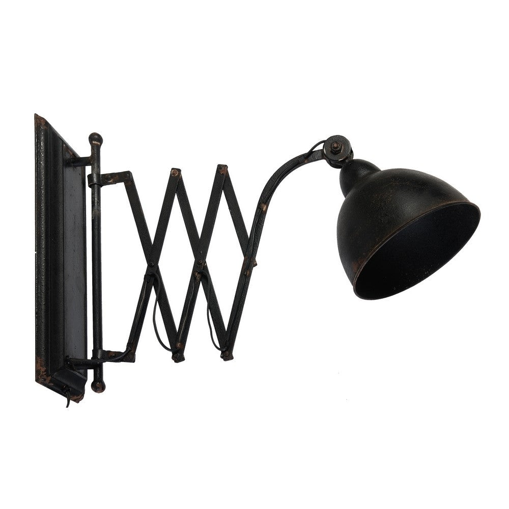 18 Inch Wall Mounted Lamp Extendable Accordion Arm Iron Antique