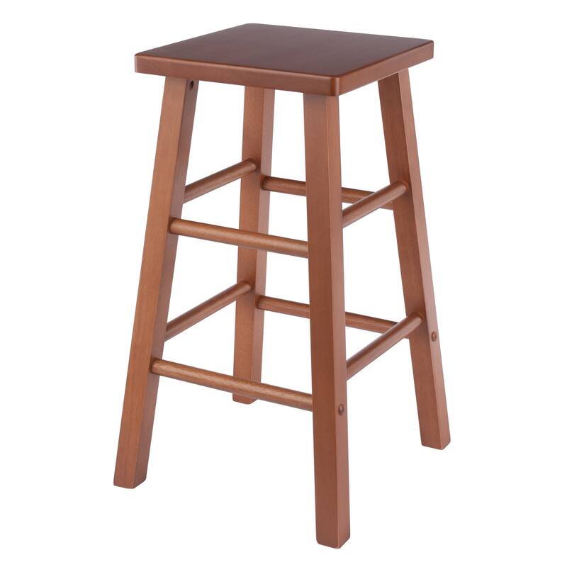 Wooden Square Seat Counter Stool - 24" - Teak Finish