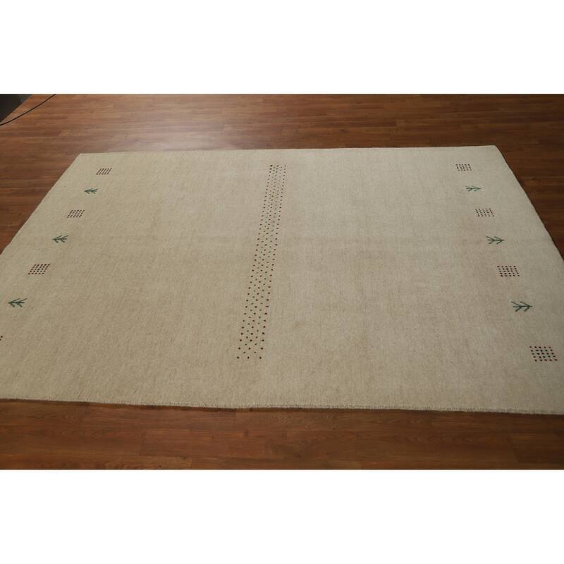 Hand Knotted Oriental 100% Wool Carpet Tribal Tribal Beige & Ivories Gabbeh Area Rug - 7' 4'' X 5' 2''