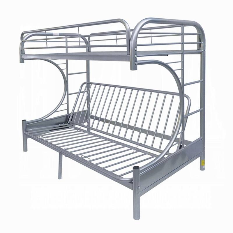 Metal Twin over Full Size Futon Bunk Bed, Silver
