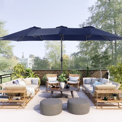 BONOSUKI 15x9ft Double-Sided Patio Umbrella Aluminum with Large Canopy