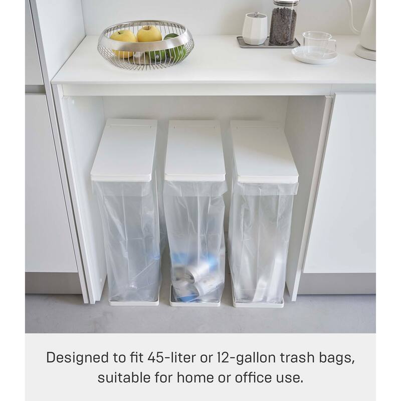Yamazaki Home Lidded Garbage Bag Holder, Steel, 12, Lid