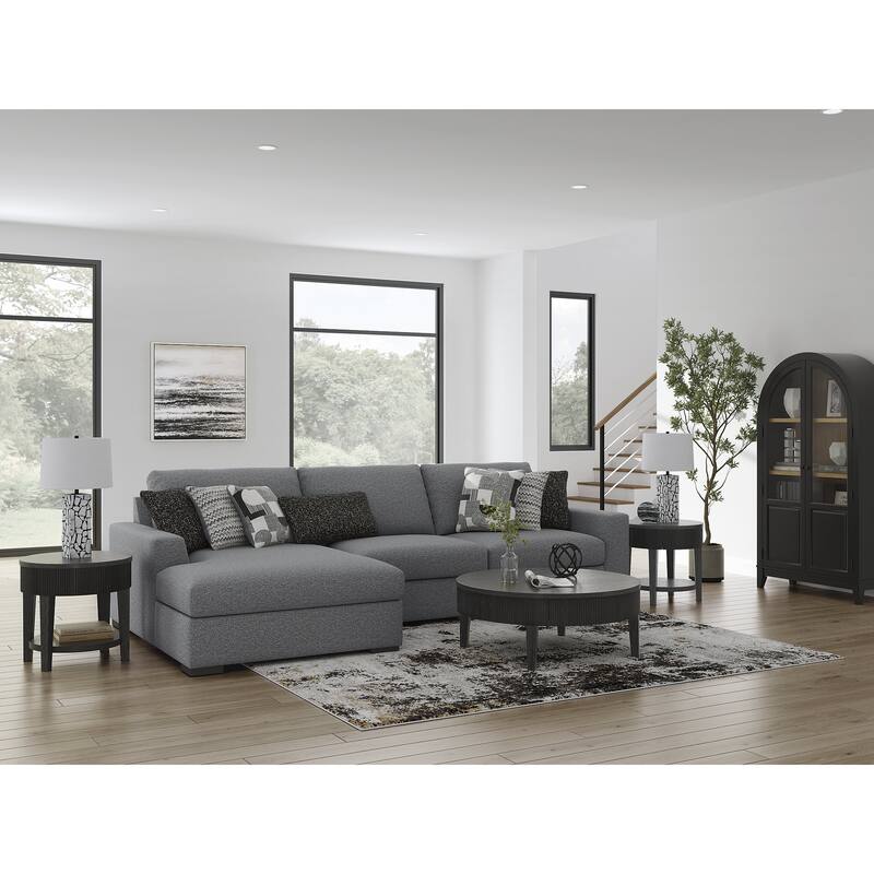 Signature Design by Ashley Bealton Gray 3-Piece Sectional with Chaise - 140" W x 69" D x 41" H - Left Facing